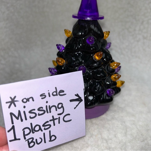 Mr Christmas small 6" Halloween tree lited purple & orange ceramic plastic READ - Picture 8 of 12
